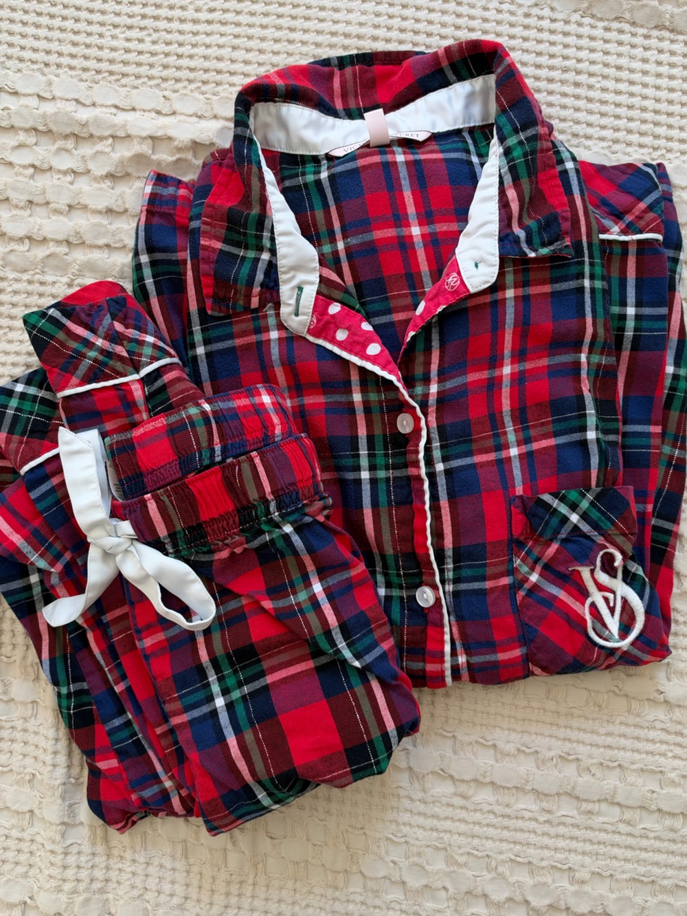 Victoria's Secret Red & Green Plaid Flannel Pajama Set